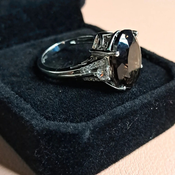 Colombianite and Natural White Zircon Ring in 925 Sterling Silver - Picture 5 of 8